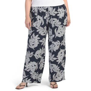 ESTELLE Navy/white Leafy Summer Pants